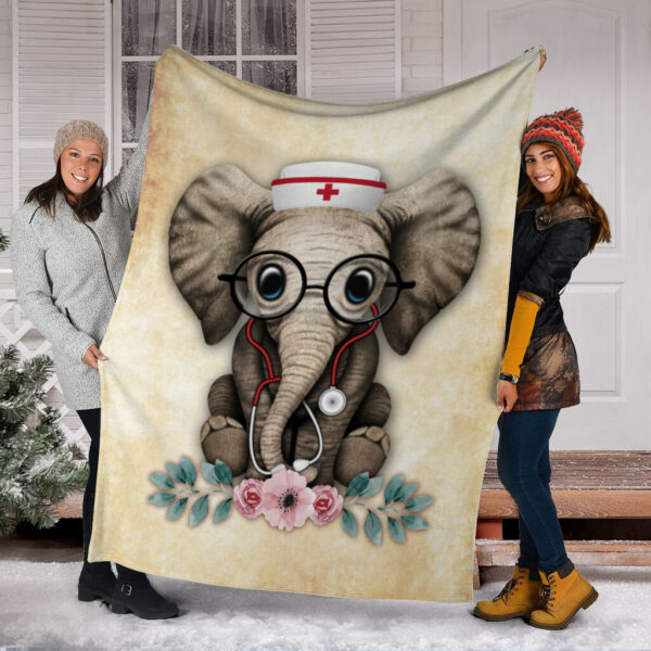 Nurse Elephant Fleece Throw Blanket – Sherpa Throw Blanket – Soft And Cozy Blanket