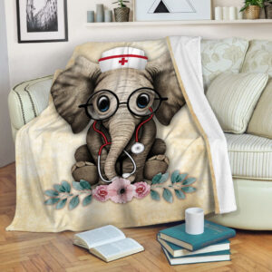 Nurse Elephant Fleece Throw Blanket - Sherpa Throw Blanket - Soft And Cozy Blanket