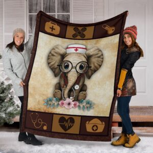 Nurse Elephant New Version Fleece Throw Blanket…