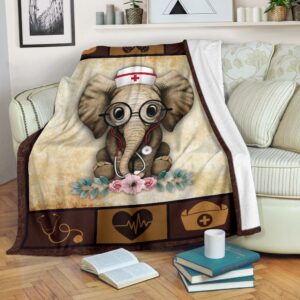 Nurse Elephant New Version Fleece Throw Blanket - Sherpa Throw Blanket - Soft And Cozy Blanket