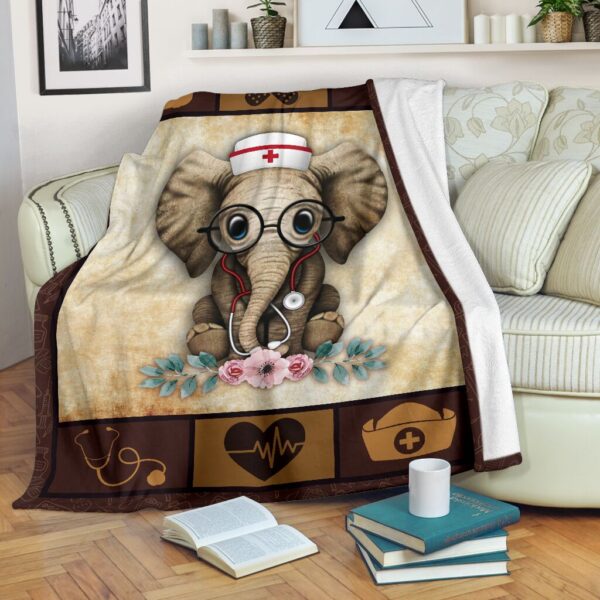 Nurse Elephant New Version Fleece Throw Blanket – Sherpa Throw Blanket – Soft And Cozy Blanket