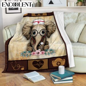 Nurse Elephant Vintage Fleece Throw Blanket –…