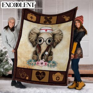Nurse Elephant Vintage Fleece Throw Blanket - Weighted Blanket To Sleep - Best Gifts For Family