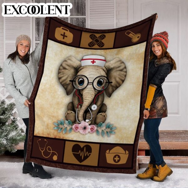 Nurse Elephant Vintage Fleece Throw Blanket – Weighted Blanket To Sleep – Best Gifts For Family