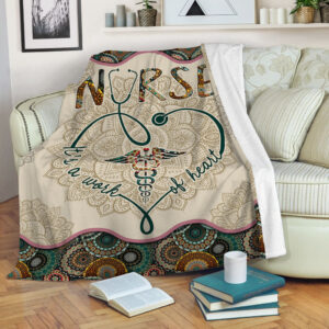 Nurse Vintage Mandala Fleece Throw Blanket –…