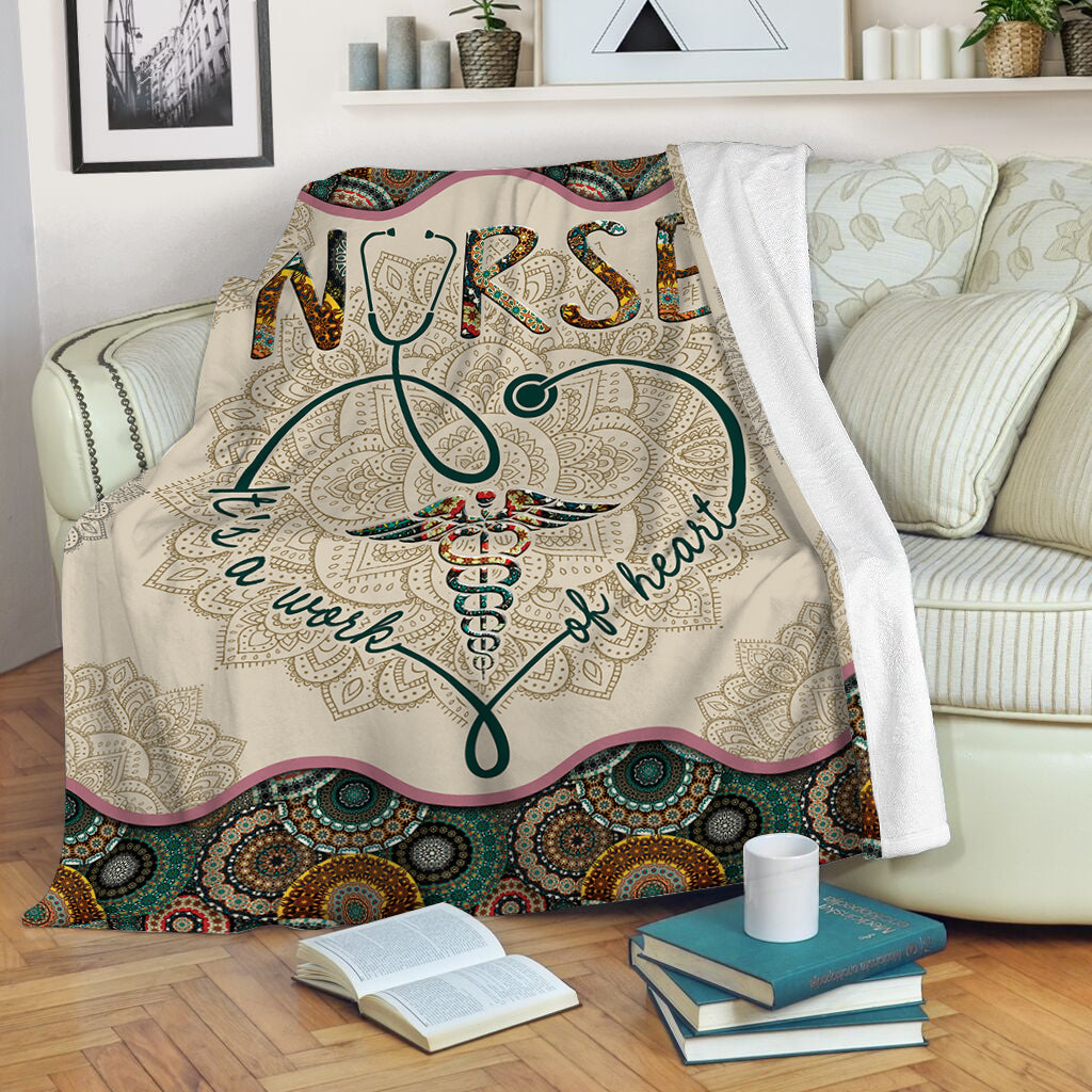 Nurse Vintage Mandala Fleece Throw Blanket – Sherpa Throw Blanket – Soft And Cozy Blanket