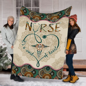 Nurse Vintage Mandala Fleece Throw Blanket - Sherpa Throw Blanket - Soft And Cozy Blanket