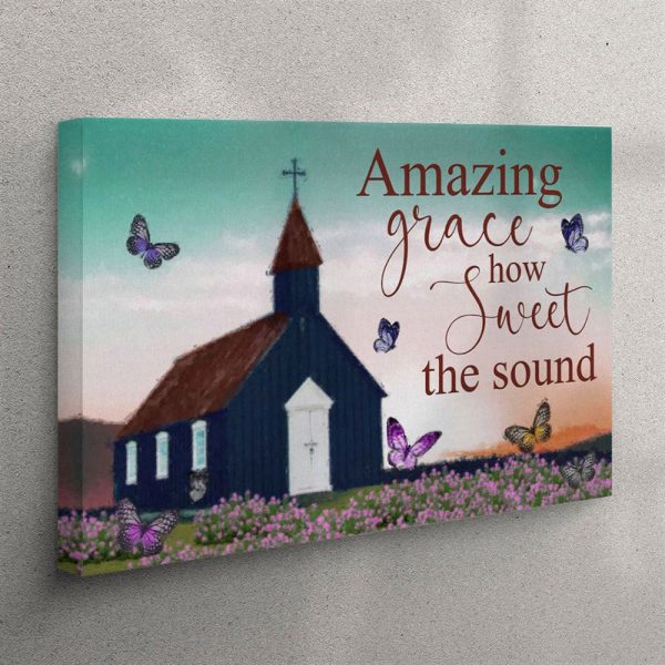 Old Country Church – Amazing Grace How Sweet The Sound Canvas Wall Art – Christian Wall Art Canvas