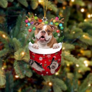 Old English Bulldog In Snow Pocket Christmas…