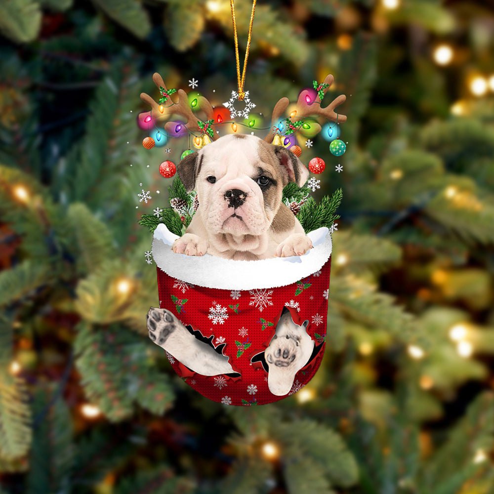 Old English Bulldog In Snow Pocket Christmas Ornament – Gifts For Pet Lovers – Flat Acrylic Dog Ornament Old English Bulldog In Snow Pocket Christmas Ornament – Gifts For Pet Lovers – Flat Acrylic Dog Ornament