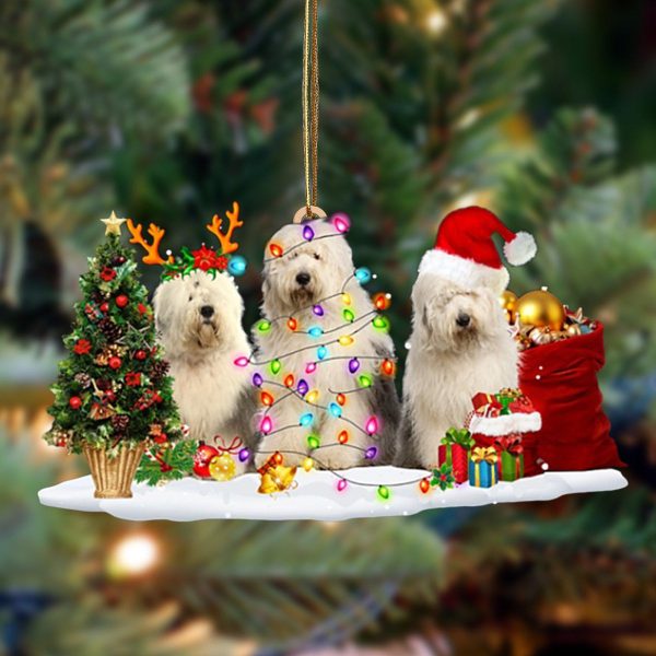 Old English Sheepdog-Christmas Dog Friends Hanging Christmas Plastic Hanging Ornament
