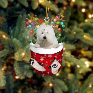 Old English Sheepdog In Snow Pocket Christmas…