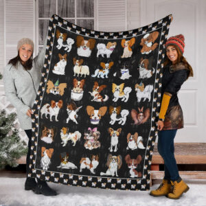 Old Papillon Fleece Throw Blanket - Pendleton Sherpa Fleece Blanket - Gifts For Dog Lover