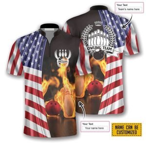 On Fire Us Flag Bowling Personalized Names And Team Jersey Shirt Gift For Bowling Enthusiasts 1 metse5.jpg