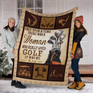 Once Upon A Time There Was A Woman Golf Fleece Throw Blanket – Throw Blankets For Couch – Soft And Cozy Blanket