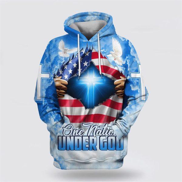 One Nation Under God All Over Print 3D Hoodie – Gifts For Christians