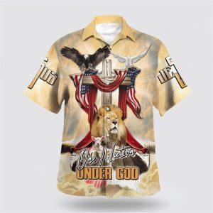 One Nation Under God America Flag Lion…