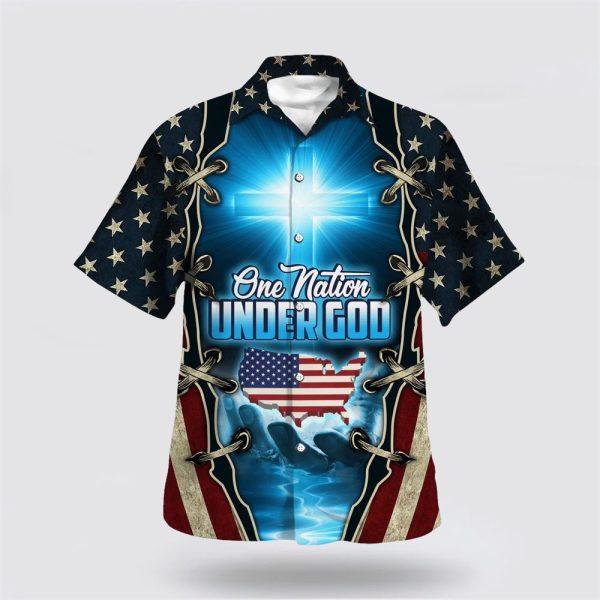 One Nation Under God American Cross Christian Hawaiian Shirt – Gifts For Jesus Lovers