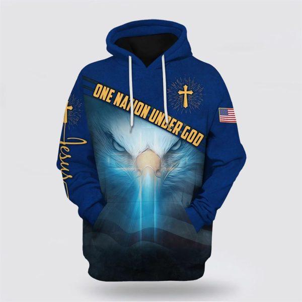 One Nation Under God American Eagle All Over Print 3D Hoodie – Gifts For Christians