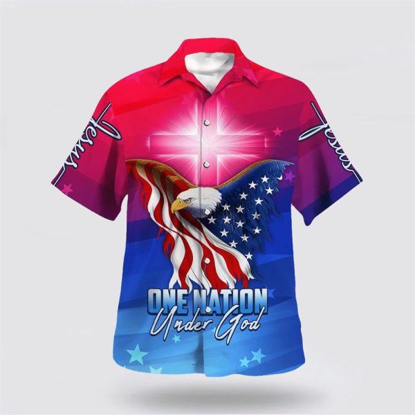 One Nation Under God American Eagle Christian Hawaiian Shirt – Gifts For Christian Families