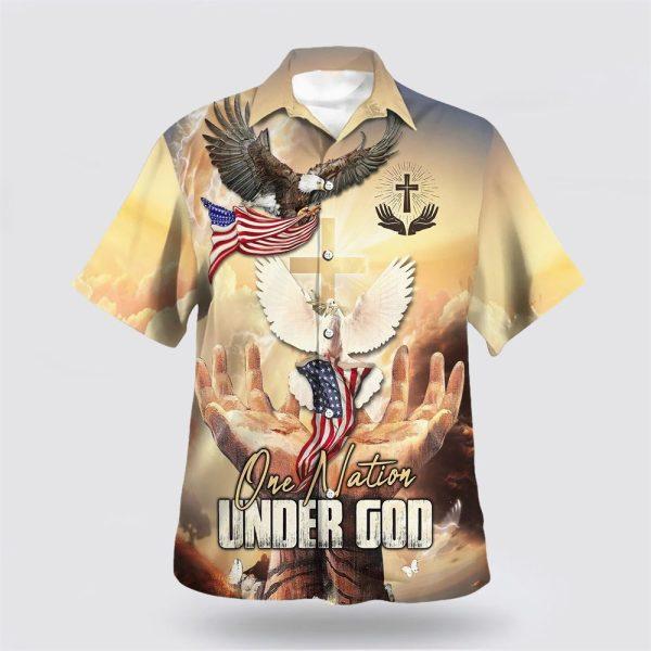One Nation Under God American Eagle Jesus Hawaiian Shirt – Gifts For Christian Families