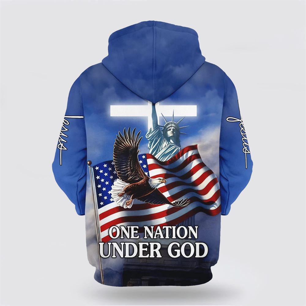 One Nation Under God American Flag All Over Print 3D Hoodie – Gifts For Christians