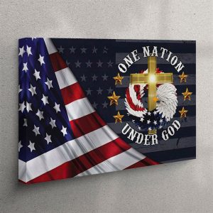 One Nation Under God American Flag Christian Canvas Wall Art Print Christian Wall Art Canvas wmatna.jpg