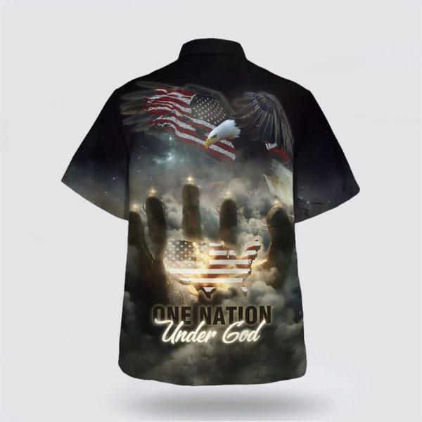 One Nation Under God American Flag With Jesus Cross Tee For Freedom Day Hawaiian Shirt – Gifts For Christian Families