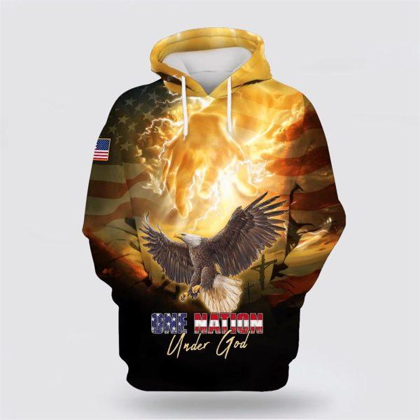 One Nation Under God American Pride Eagle All Over Print 3D Hoodie – Gifts For Christians