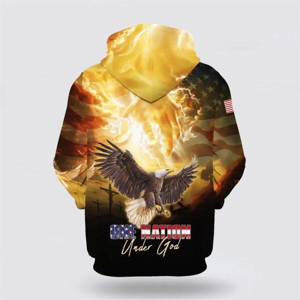 One Nation Under God American Pride Eagle All Over Print 3D Hoodie – Gifts For Christians