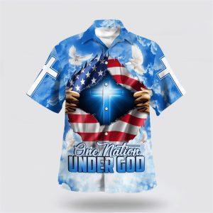 One Nation Under God Cross Hawaiian Shirts…