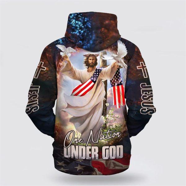 One Nation Under God Hoodie Jesus Dove All Over Print 3D Hoodies Jesus All Over Print 3D Hoodie – Gifts For Christians