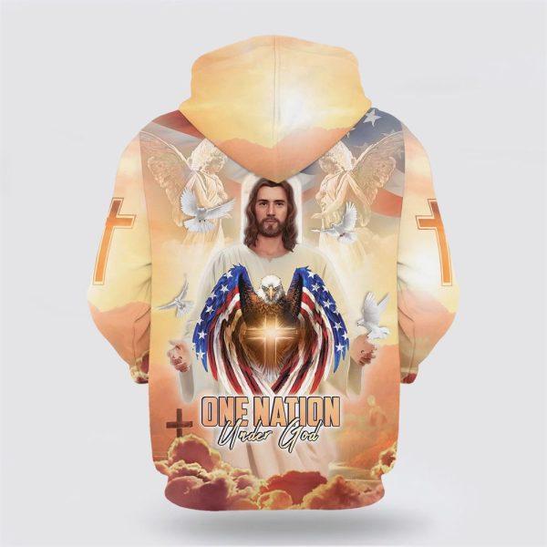 One Nation Under God Hoodie Jesus Dove And Angles All Over Print 3D Hoodie – Gifts For Christians