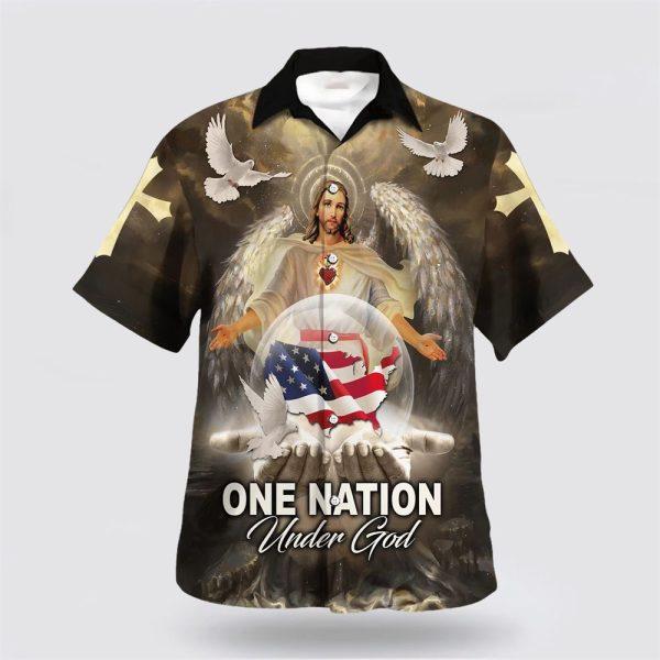 One Nation Under God Jesus American Eagle Hawaiian Shirt – Gifts For Christian Families