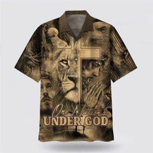 One Nation Under God Jesus And The Lion Of Judah Hawaiian Shirts Gifts For Christian Families 1 mebxf8.jpg