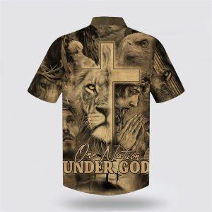 One Nation Under God Jesus And The Lion Of Judah Hawaiian Shirts Gifts For Christian Families 2 rgs3vv.jpg