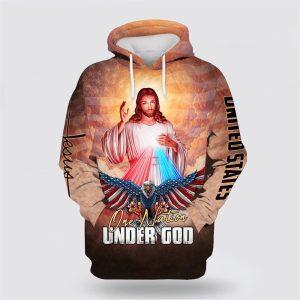 One Nation Under God Jesus Christ And Bald Eagle All Over Print 3D Hoodie Gifts For Christians 1 o4liok.jpg
