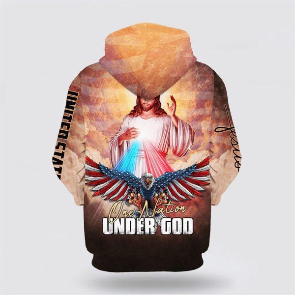 One Nation Under God Jesus Christ And Bald Eagle All Over Print 3D Hoodie – Gifts For Christians