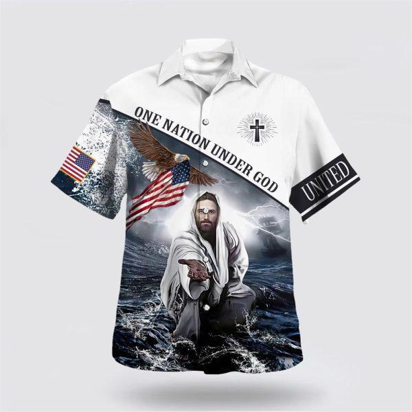 One Nation Under God Jesus Christ Christian Hawaiian Shirt – Gifts For Christian Families