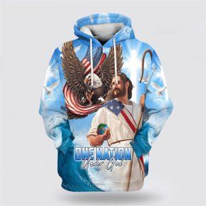 One Nation Under God Jesus Holding Earth All Over Print 3D Hoodie Gifts For Christians 1 vys0cs.jpg