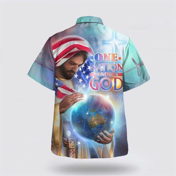 One Nation Under God Jesus Holding Earth Hawaiian Shirts For Men & Women – Gifts For Christian Families