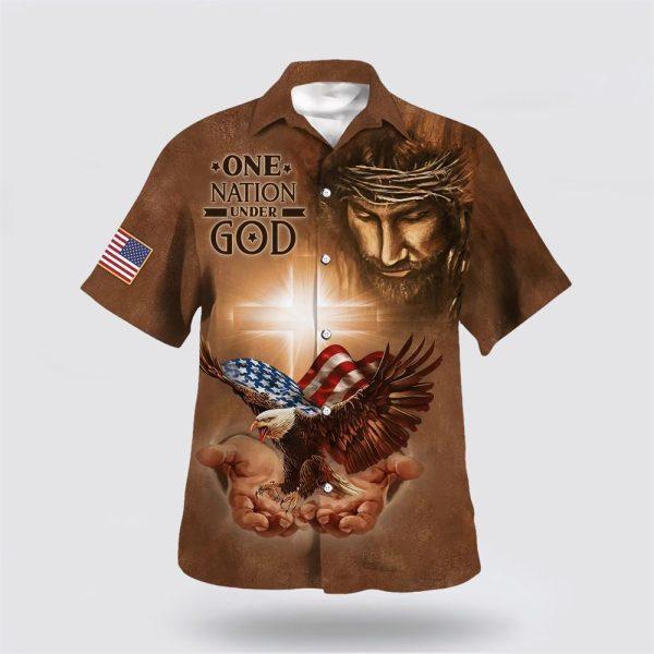 One Nation Under God Jesus Holy In Hand Eagle Hawaiian Shirts – Gifts For Christian Families