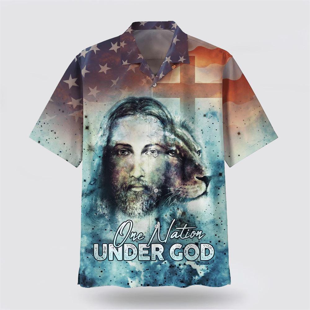 One Nation Under God Jesus Lion Christian Hawaiian Shirt – Gifts For Christian Families One Nation Under God Jesus Lion Christian Hawaiian Shirt – Gifts For Christian Families