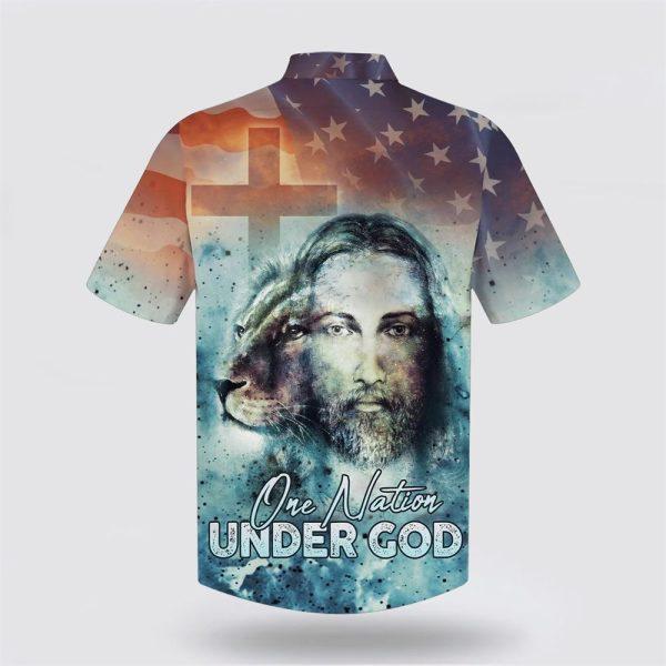One Nation Under God Jesus Lion Christian Hawaiian Shirt – Gifts For Christian Families