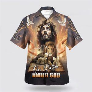 One Nation Under God Jesus Lion Cross Hawaiian Shirt Gifts For Christian Families 1 pszb6p.jpg