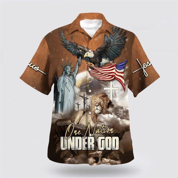 One Nation Under God Jesus Lion Hawaiian Shirt – Gifts For Christian Families