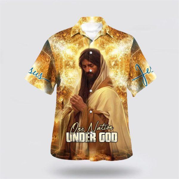 One Nation Under God Jesus Pray Hawaiian Shirts For Men & Women – Gifts For Christian Families