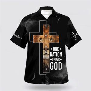 One Nation Under God Lion Cross Hawaiian…