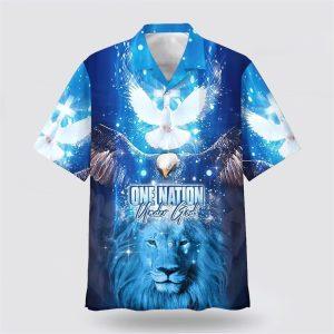 One Nation Under God Lion Hawaiian Shirt…