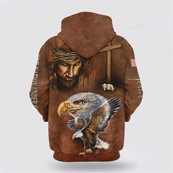One Nation Under God Patriotic Eagle American Flag All Over Print 3D Hoodie – Gifts For Christians